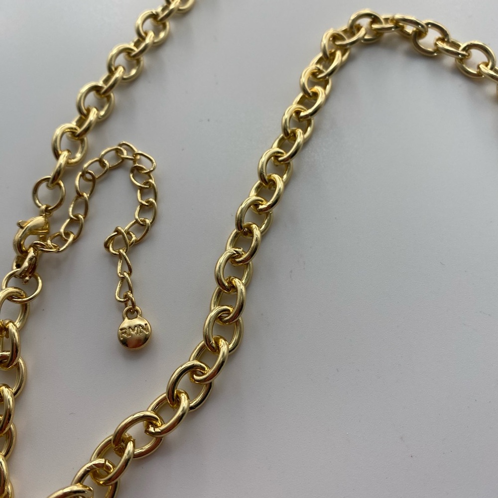 RMN Elegant Gold Tone Rololink Chain Necklace Lobster Clasp - Picture 3 of 8